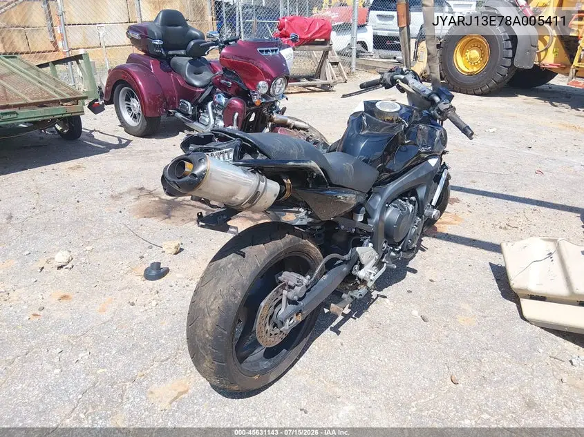 2008 Yamaha Fz6 Shg VIN: JYARJ13E78A005411 Lot: 45631143