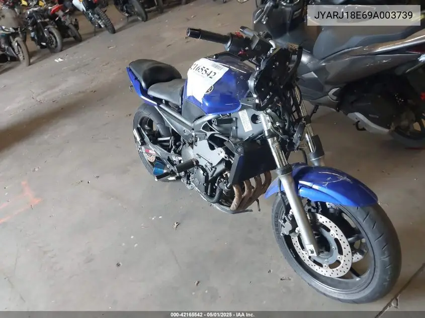 2009 Yamaha Fz6 R VIN: JYARJ18E69A003739 Lot: 42165542