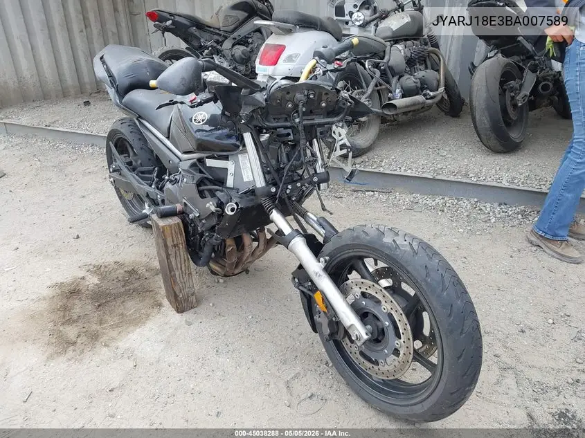 2011 Yamaha Fz6 R VIN: JYARJ18E3BA007589 Lot: 45038288