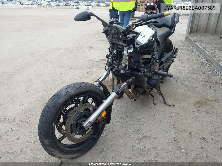 2011 Yamaha Fz6 R VIN: JYARJ18E3BA007589 Lot: 45038288