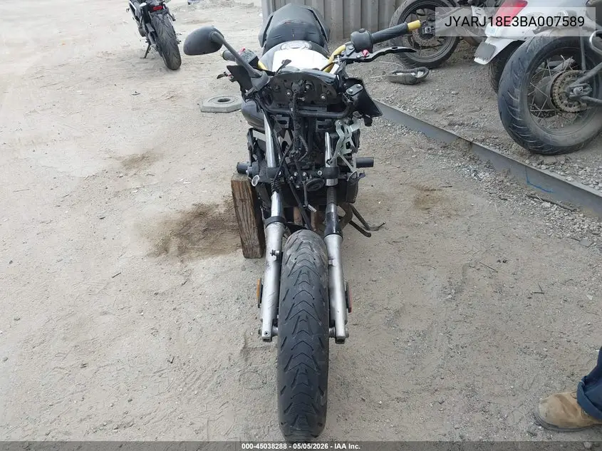 2011 Yamaha Fz6 R VIN: JYARJ18E3BA007589 Lot: 45038288