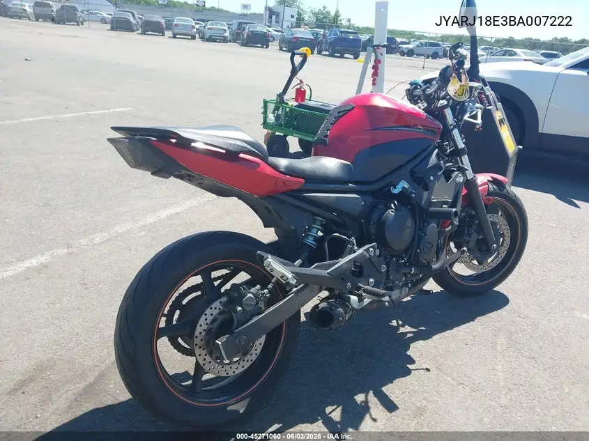 2011 Yamaha Fz6 R VIN: JYARJ18E3BA007222 Lot: 45271060