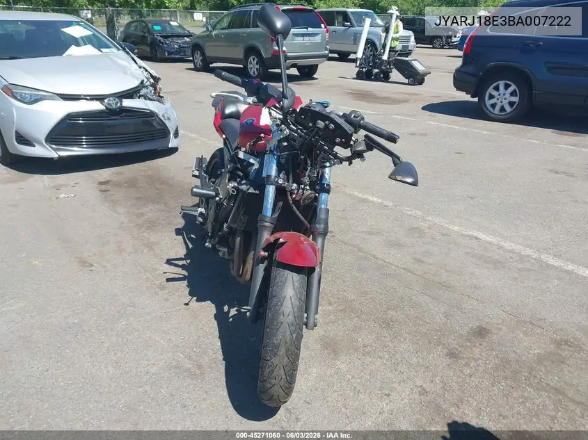 2011 Yamaha Fz6 R VIN: JYARJ18E3BA007222 Lot: 45271060