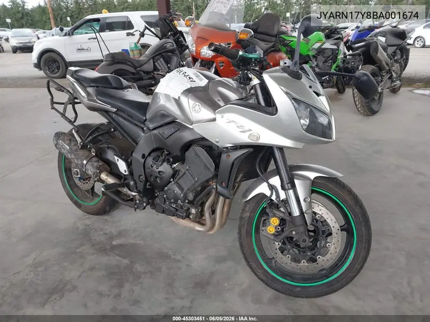 2011 Yamaha Fz1 Sc VIN: JYARN17Y8BA001674 Lot: 45303451