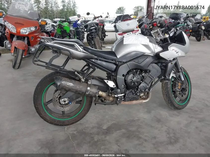 2011 Yamaha Fz1 Sc VIN: JYARN17Y8BA001674 Lot: 45303451