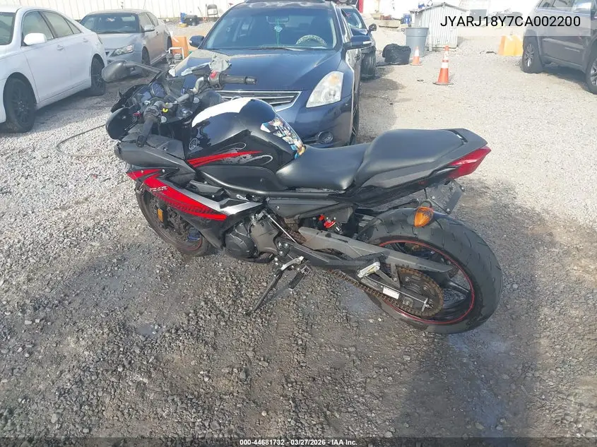 2012 Yamaha Fz6 Rc VIN: JYARJ18Y7CA002200 Lot: 44681732