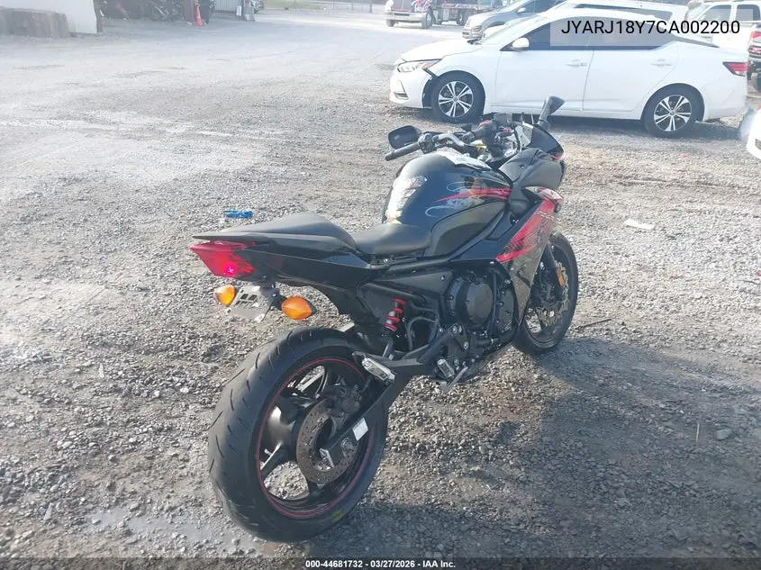 2012 Yamaha Fz6 Rc VIN: JYARJ18Y7CA002200 Lot: 44681732