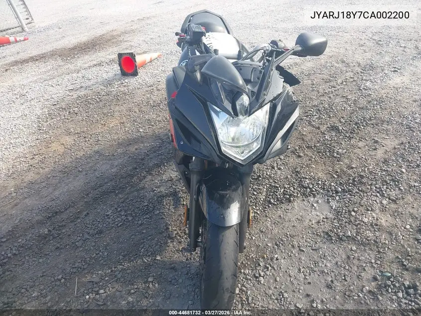 2012 Yamaha Fz6 Rc VIN: JYARJ18Y7CA002200 Lot: 44681732