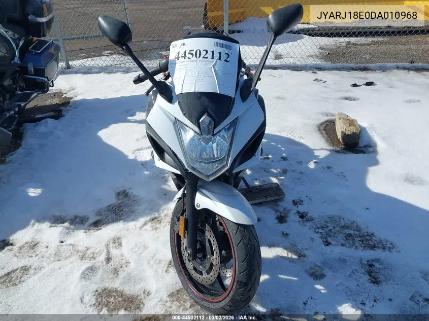 2013 Yamaha Fz6 R VIN: JYARJ18E0DA010968 Lot: 44502112