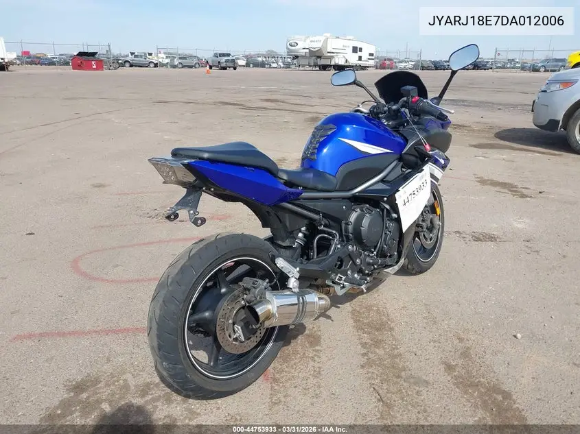 2013 Yamaha Fz6 R VIN: JYARJ18E7DA012006 Lot: 44753933
