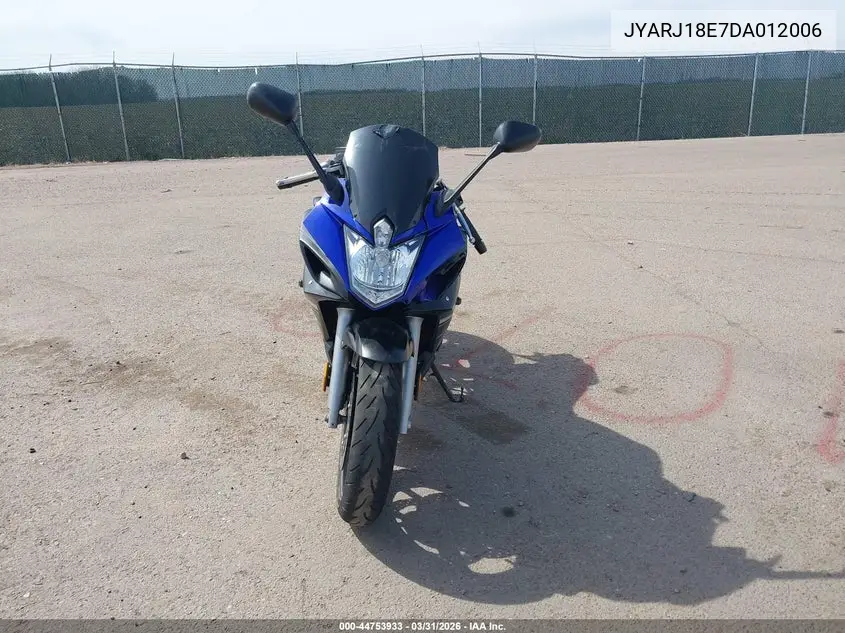 2013 Yamaha Fz6 R VIN: JYARJ18E7DA012006 Lot: 44753933