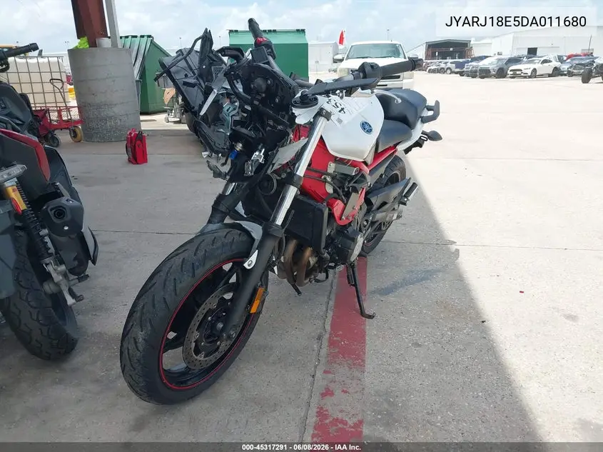 2013 Yamaha Fz6 R VIN: JYARJ18E5DA011680 Lot: 45317291