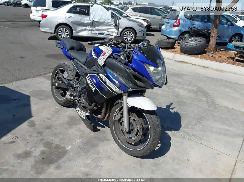 2013 Yamaha Fz6 Rc VIN: JYARJ18Y8DA002353 Lot: 45442422