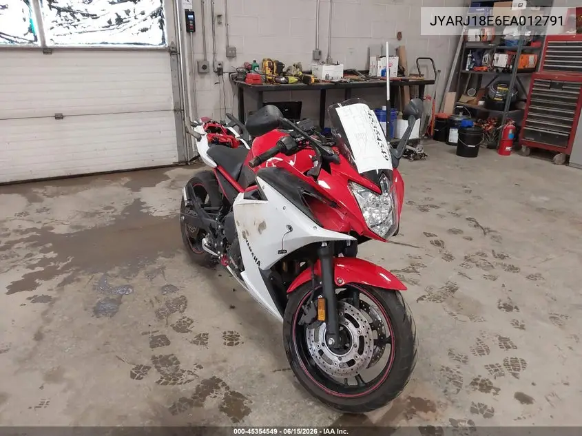 2014 Yamaha Fz6 R VIN: JYARJ18E6EA012791 Lot: 45354549