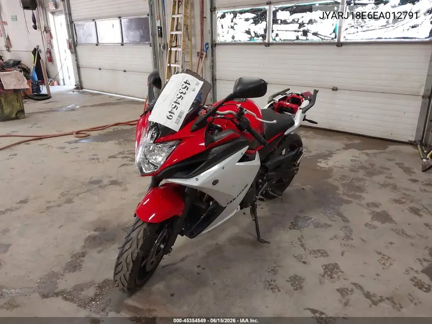 2014 Yamaha Fz6 R VIN: JYARJ18E6EA012791 Lot: 45354549