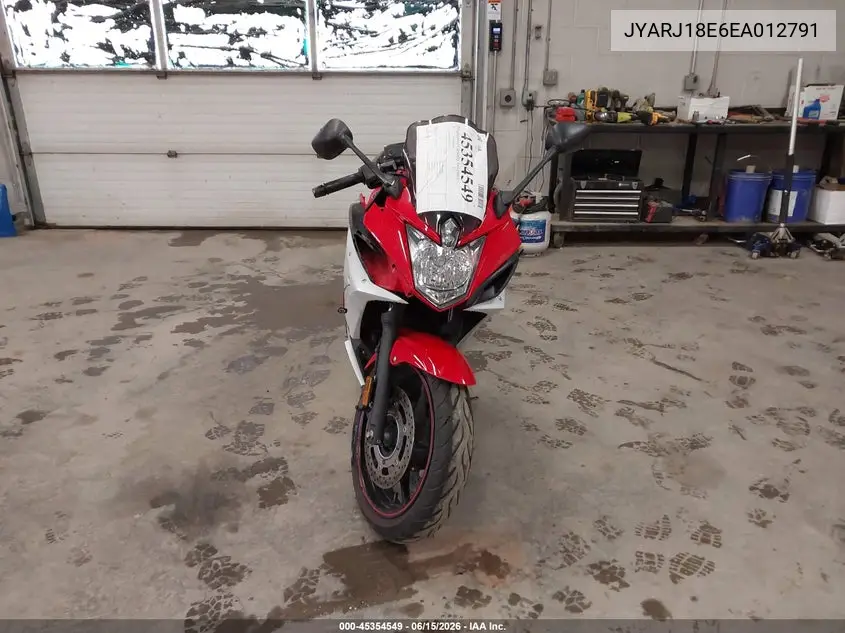 2014 Yamaha Fz6 R VIN: JYARJ18E6EA012791 Lot: 45354549
