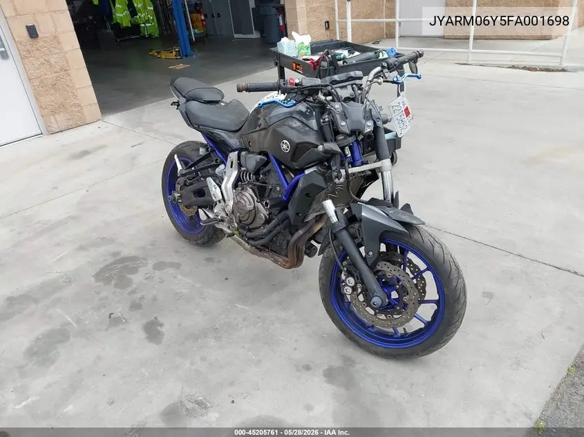 2015 Yamaha Fz07 C VIN: JYARM06Y5FA001698 Lot: 45205761