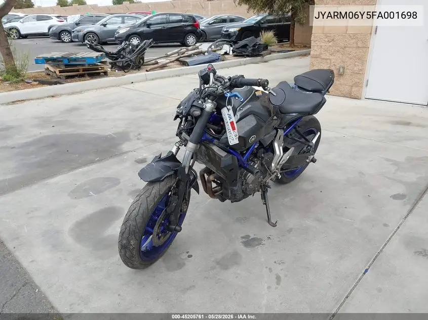 2015 Yamaha Fz07 C VIN: JYARM06Y5FA001698 Lot: 45205761