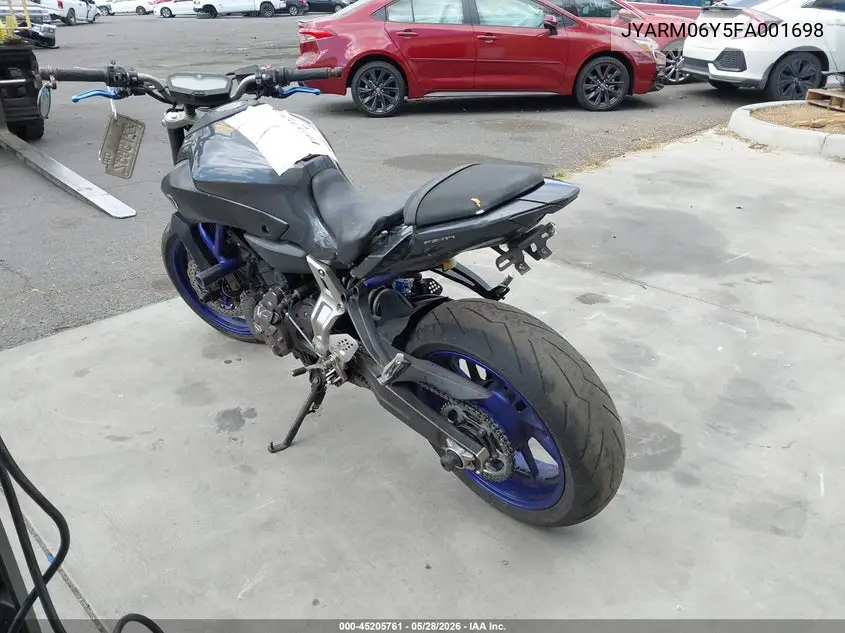 2015 Yamaha Fz07 C VIN: JYARM06Y5FA001698 Lot: 45205761