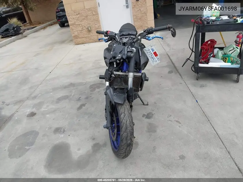 2015 Yamaha Fz07 C VIN: JYARM06Y5FA001698 Lot: 45205761