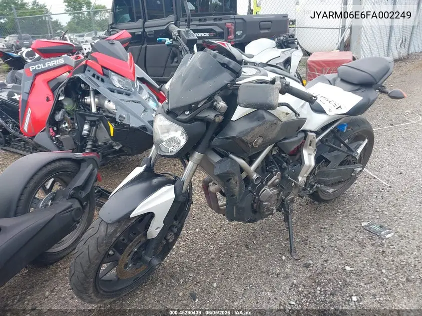 2015 Yamaha Fz07 VIN: JYARM06E6FA002249 Lot: 45290439