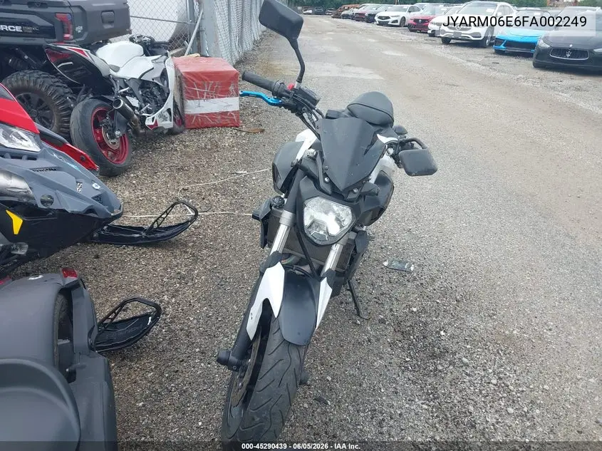 2015 Yamaha Fz07 VIN: JYARM06E6FA002249 Lot: 45290439