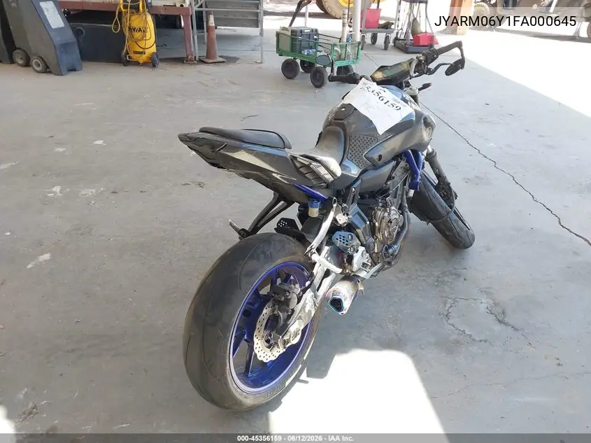 2015 Yamaha Fz07 C VIN: JYARM06Y1FA000645 Lot: 45356159