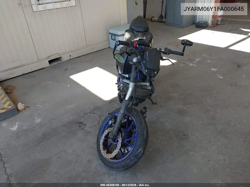 2015 Yamaha Fz07 C VIN: JYARM06Y1FA000645 Lot: 45356159