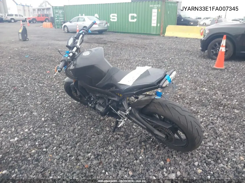 2015 Yamaha Fz09 VIN: JYARN33E1FA007345 Lot: 45445459