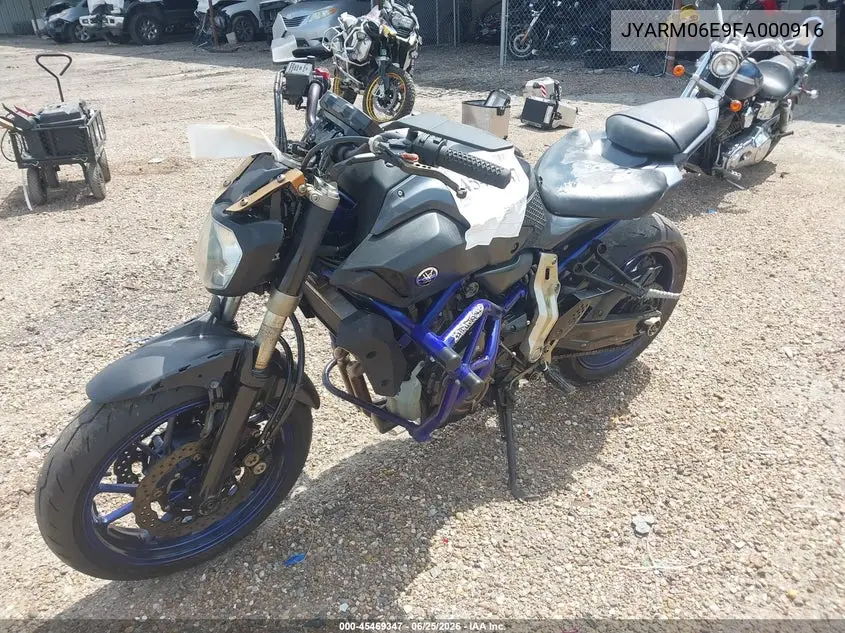2015 Yamaha Fz07 VIN: JYARM06E9FA000916 Lot: 45469347