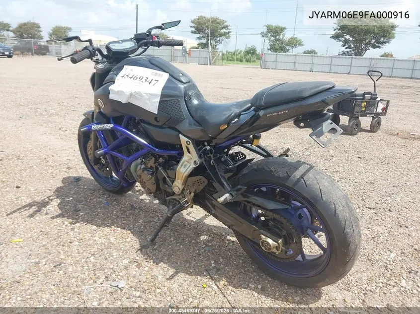 2015 Yamaha Fz07 VIN: JYARM06E9FA000916 Lot: 45469347