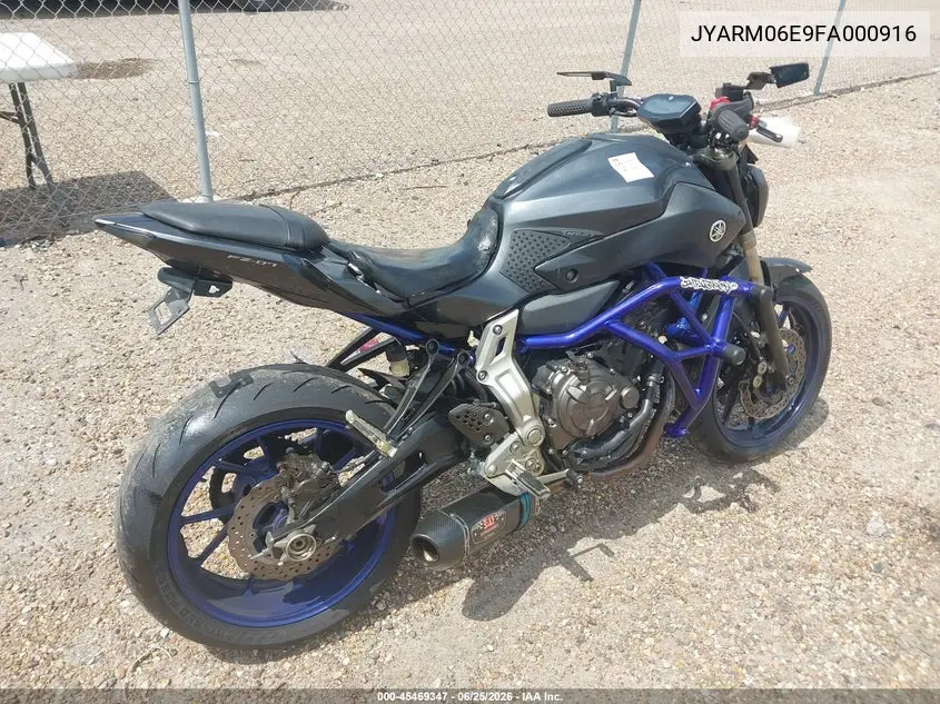 2015 Yamaha Fz07 VIN: JYARM06E9FA000916 Lot: 45469347
