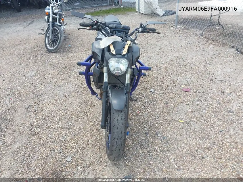 2015 Yamaha Fz07 VIN: JYARM06E9FA000916 Lot: 45469347