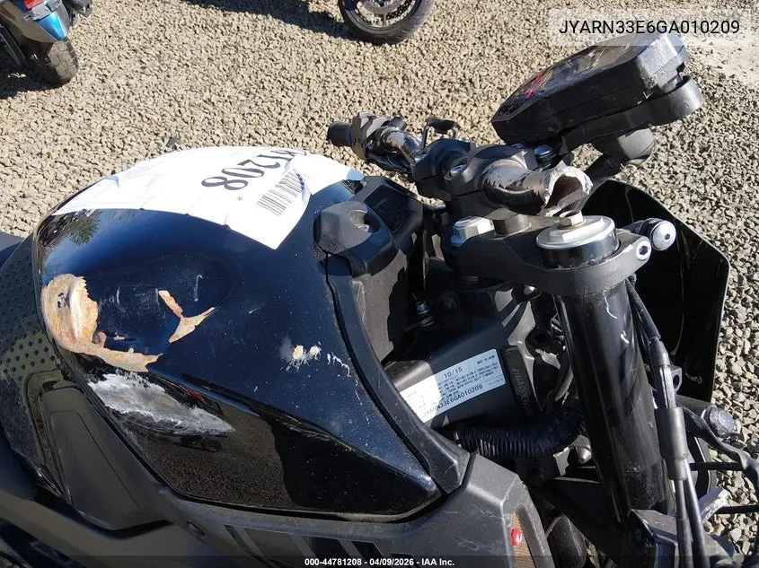 2016 Yamaha Fz09 VIN: JYARN33E6GA010209 Lot: 44781208