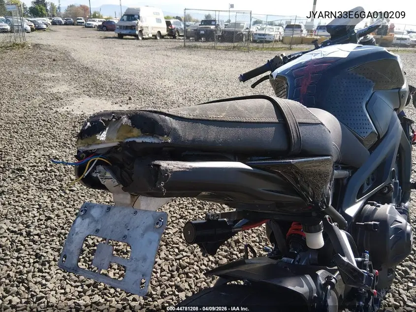 2016 Yamaha Fz09 VIN: JYARN33E6GA010209 Lot: 44781208