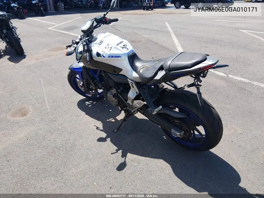 2016 Yamaha Fz07 VIN: JYARM06E0GA010171 Lot: 45052717