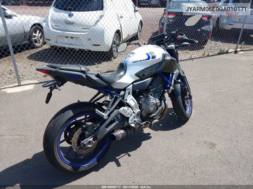 2016 Yamaha Fz07 VIN: JYARM06E0GA010171 Lot: 45052717