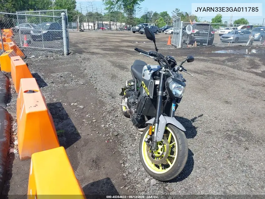 2016 Yamaha Fz09 VIN: JYARN33E3GA011785 Lot: 45354633