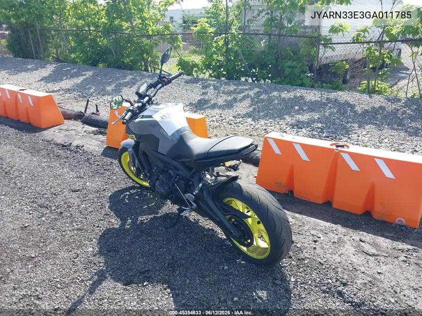 2016 Yamaha Fz09 VIN: JYARN33E3GA011785 Lot: 45354633