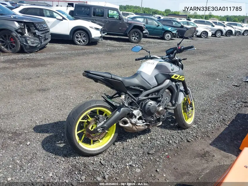 2016 Yamaha Fz09 VIN: JYARN33E3GA011785 Lot: 45354633