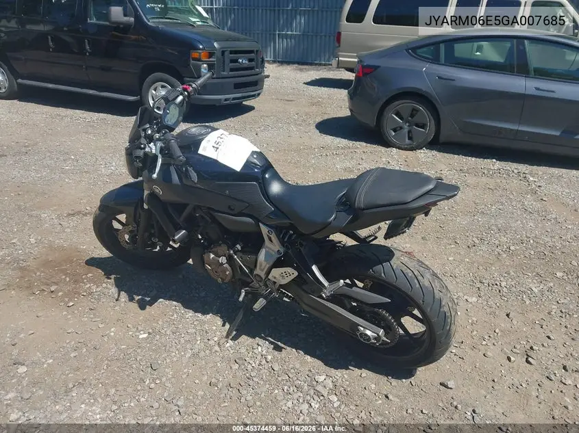 2016 Yamaha Fz07 VIN: JYARM06E5GA007685 Lot: 45374459