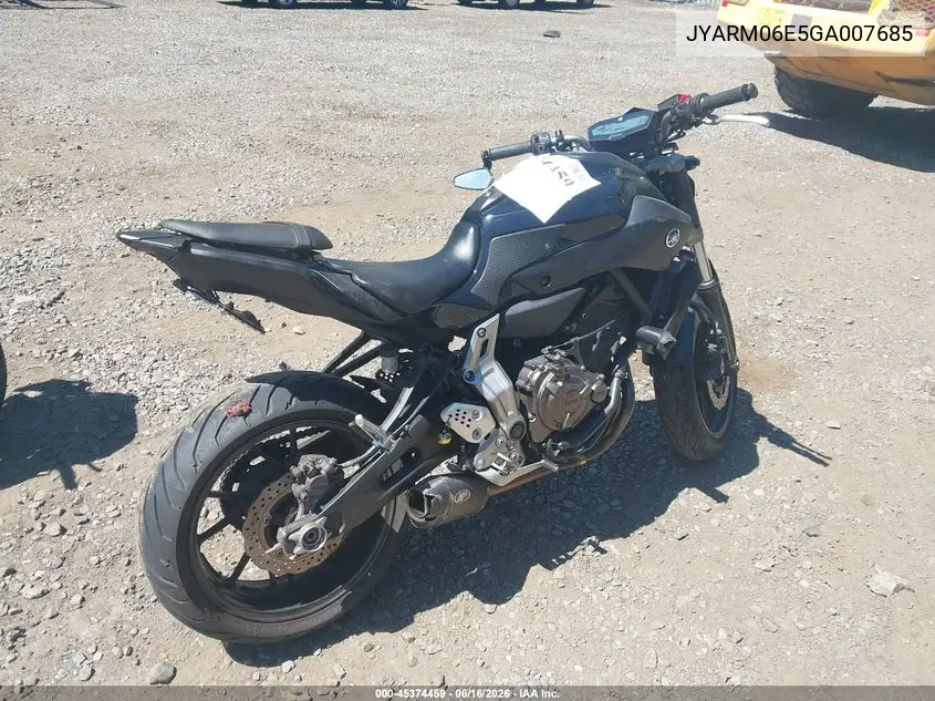 2016 Yamaha Fz07 VIN: JYARM06E5GA007685 Lot: 45374459