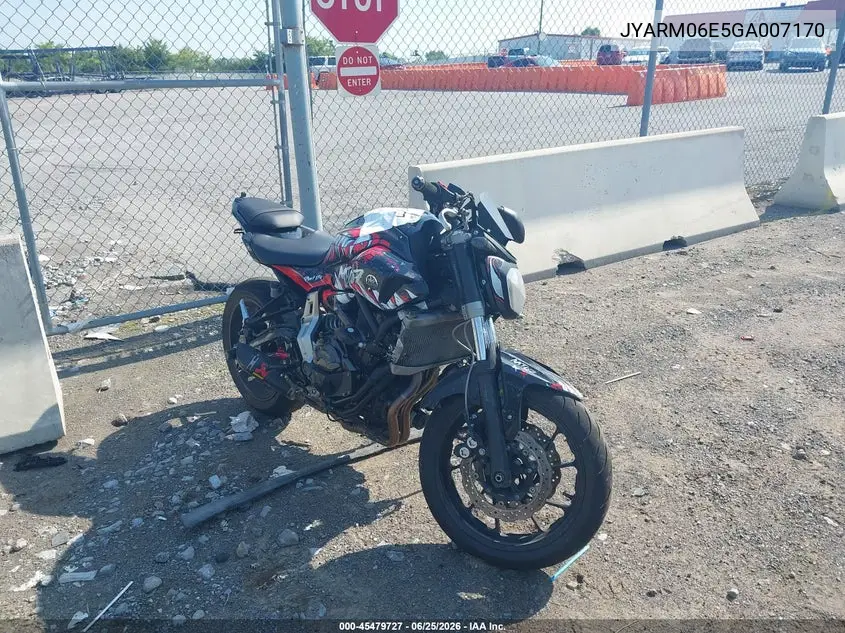 2016 Yamaha Fz07 VIN: JYARM06E5GA007170 Lot: 45479727