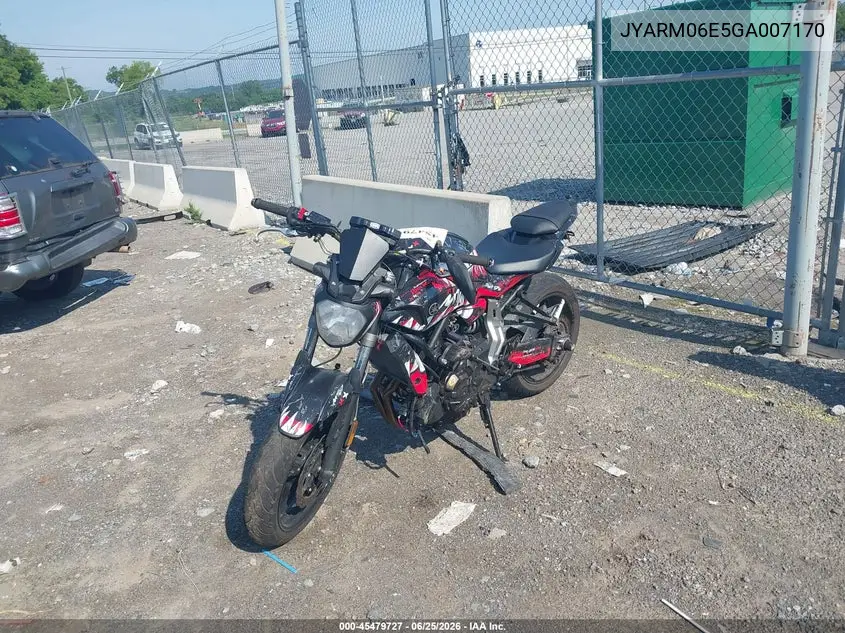 2016 Yamaha Fz07 VIN: JYARM06E5GA007170 Lot: 45479727