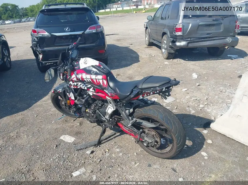 2016 Yamaha Fz07 VIN: JYARM06E5GA007170 Lot: 45479727
