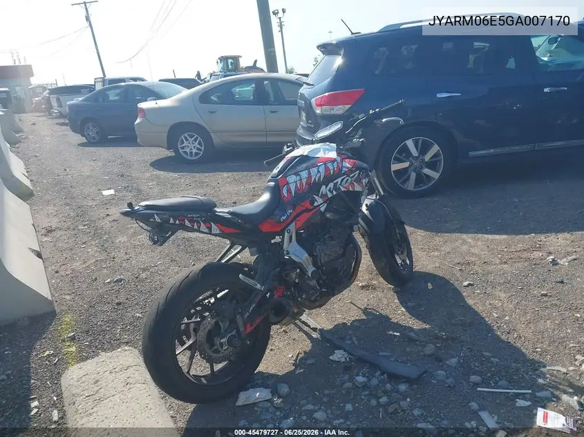 2016 Yamaha Fz07 VIN: JYARM06E5GA007170 Lot: 45479727