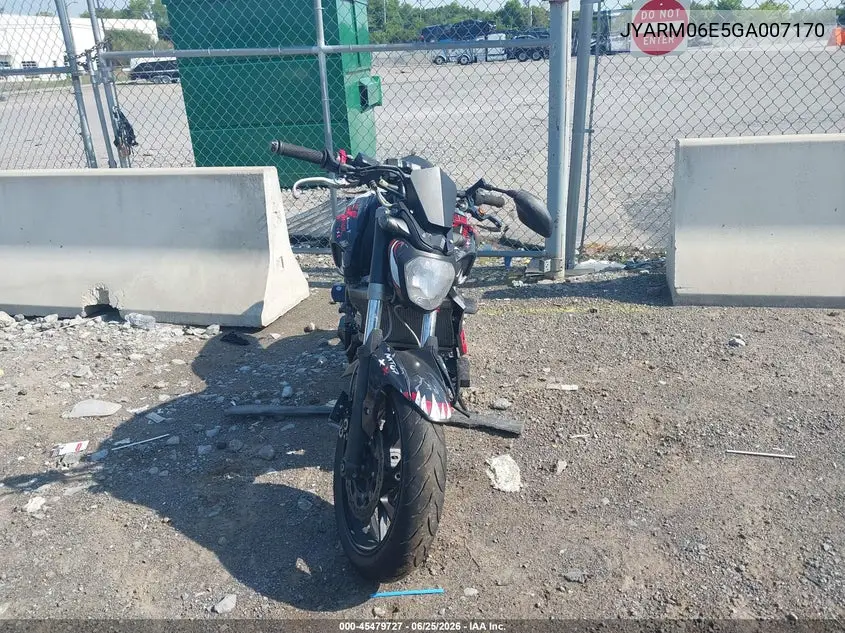 2016 Yamaha Fz07 VIN: JYARM06E5GA007170 Lot: 45479727