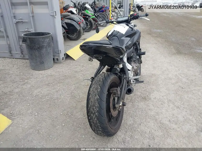 2016 Yamaha Fz07 VIN: JYARM06E2GA010933 Lot: 45530891