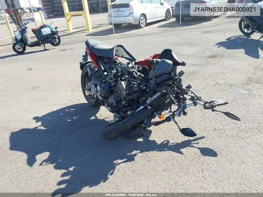 2017 Yamaha Fz09 VIN: JYARN53E0HA000921 Lot: 43420966