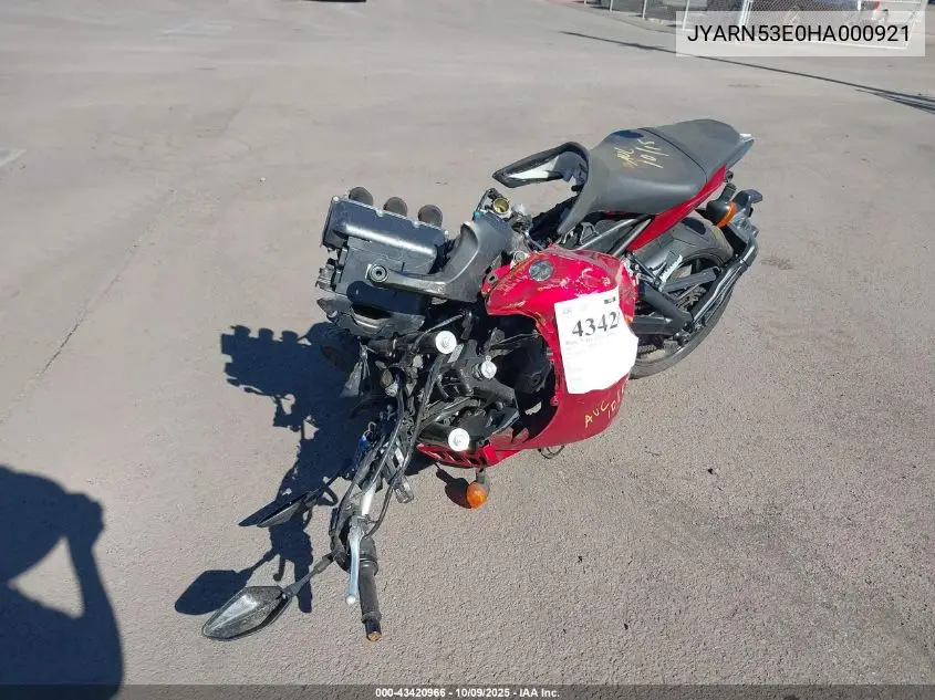 2017 Yamaha Fz09 VIN: JYARN53E0HA000921 Lot: 43420966